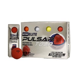 Nitro Elite Pulsar Tour-Level 3-Piece Urethane Matte Assorted Colors Golf Ball- 12 pk
