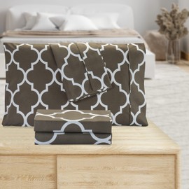 Valerian Trellis Printed Pillowcases 2-Piece Set Egyptian Quality 1500 Thread Count Timeless Classic Designs Soft and Smooth Weave, Wrinkle Resistant, Trellis King Pillowcase, Gray