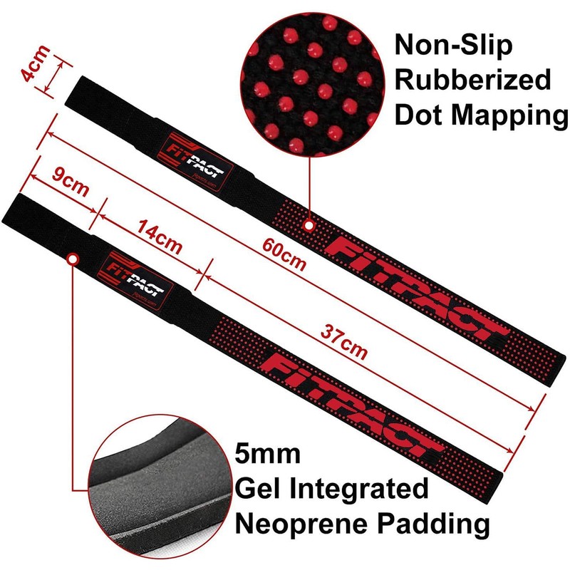 FITPACT Weight Lifting Straps Non-Slip Gel Flex Grip, Neoprene Padded