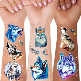 WEDDARA 101+ Wolf Temporary Tattoos for Kids & Adults – Waterproof, Non-Toxic, Skin-Safe Wolf Designs – Party Favors & Gifts