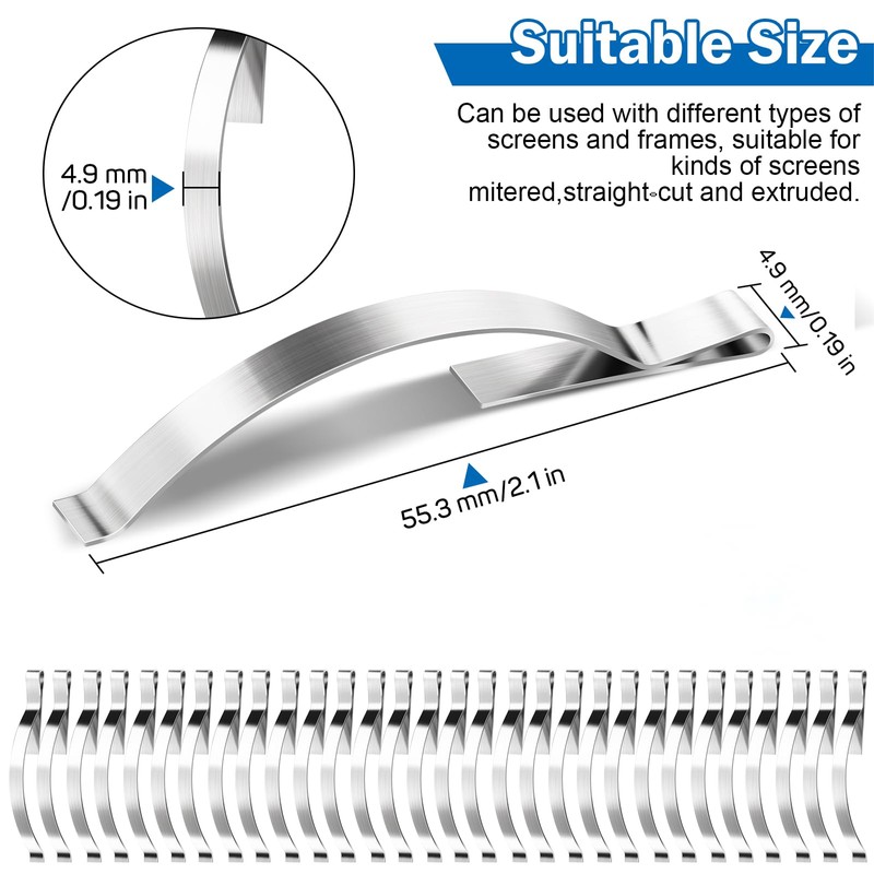 60 Pcs Corner Mount Flat Window Spring Stainless Steel Window