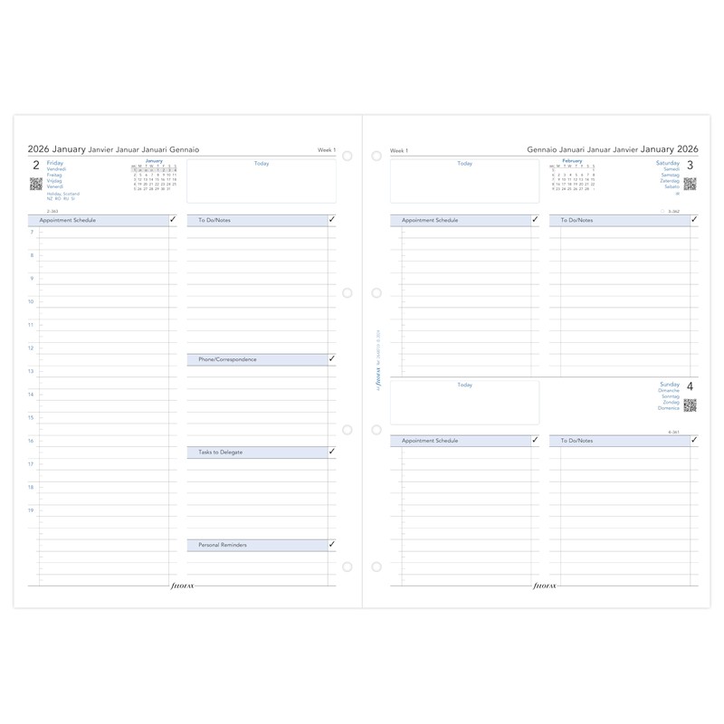 Filofax A4 day per page 5 language appointments 2026 diary