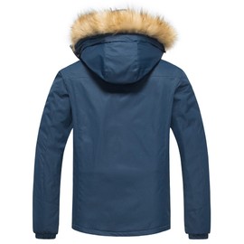 Pursky Winter Coats for Men Multi-Pockets Snowmobile Snow Jackets Navy Blue XL