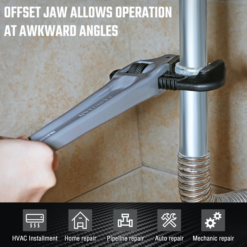 DURATECH 18-inch Heavy Duty Aluminum Offset Pipe Wrench, 2-1/2 ”