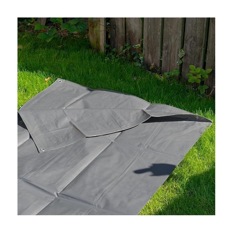 2m x 2m Grey Tarpaulin Cover - 200gsm Thick -