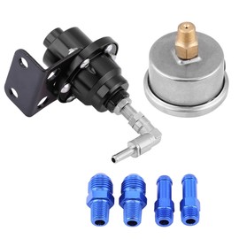 Universal Aluminum Car 160psi Adjustable 1: 1 Fuel Pressure Regulator Oil Gauge Kit (Black)