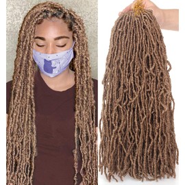 Leeven 24 Inch Messy New Faux Locs Crochet Braids Hair 1 Pack Light Brown Distressed Soft Locs Hair for Women 21 Strands/Pack Long Goddess New Soft Locs Braiding Hair 27#