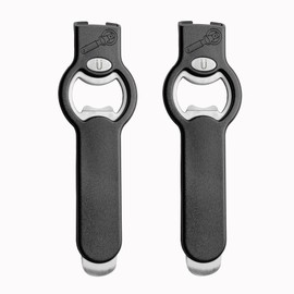 2-in-1 Magnetic Soda Can & Beer Bottle Opener-Dual Magnets for Fridge & Cap Catcher, Heavy Duty Stainless Steel, Perfect for Big Hands,Long nails, RV, Bartender, Gift for Father, Black, Openpro 2 Pack