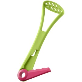 Fackelmann 4-in-1 Utensil for Avocado, Plastic, Masher & Stone Remover, 17.5x5x6.5cm, Green & Pink