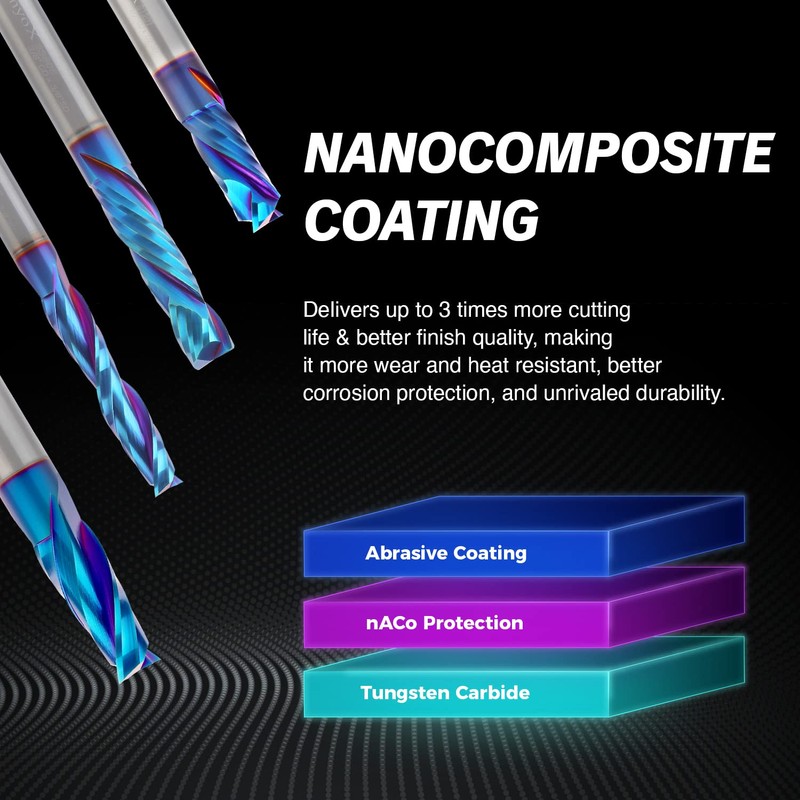 ZahyoX 3/8" Compression Spiral CNC Router Bit, NACO Coated Solid