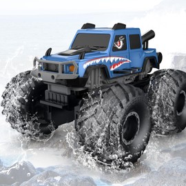 NQD® Monster Truck Toys, Waterproof 360°Rotate 4x4 RC Truck, Amphibious Remote Control Monster Trucks, 2.4GHz All Terrain Off-Road Pickup Toy RC Car for Gifts for Boys Kids Age 6 7 8 9 10 11 12+, Blue
