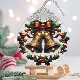 Christmas Ornament - Stained Glass Christmas Bells Ornament - Christmas Home Decor - Christmas Tree Ornament - Holiday Ornament - Holiday Present Ideas - Gift Exchange