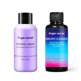 40ml Acrylic Liquid with 40ml brush cleaner for Acrylic Powder Application,Non-Yellowing Acrylic Nail Monomer Liquid for DIY Home & Nail Salon Use