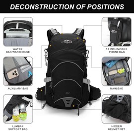 IX INOXTO Hydration Pack,20L Hydration Backpack, Hiking Internal Frame Backpacks with 2L Hydration Water Bladder and Rain Cover, for Cycling,camping, hunting,Ski, Snow for Men, Women (black)