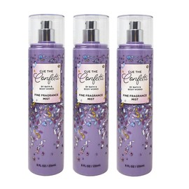 Bath and Body Work Cue The Confetti 3 Piece Fine Fragrance Mist Gift Set Value Pack - 8 fl oz / 236 mL each