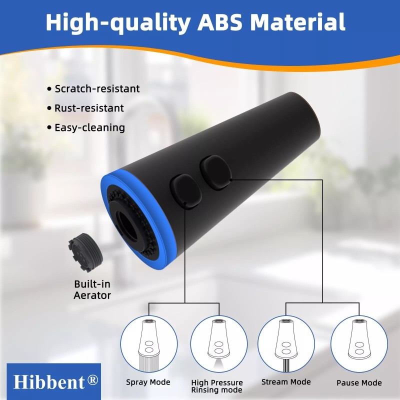 Hibbent Pull Down Kitchen Faucet Head Replacement LED Temp Display