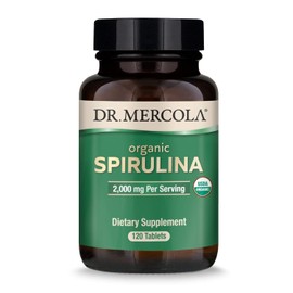 Dr. Mercola Suplemento dietético orgánico de espirulina, 2000 mg por porción, 30 porciones (120 tabletas), apoya las respuestas inmunes e inflamatorias normales*, sin gluten, USDA Organic