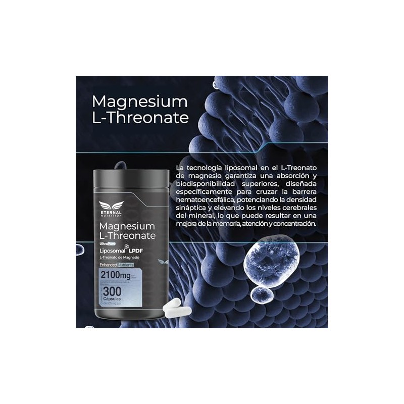 ETERNAL NUTRITION Ultra Pure: L-Treonato de Magnesio Liposomal (300 Caps)