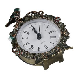 hobbyme Vintage Birds Retro Analog Table Clock European Retro Table Clock with a Bird Enamel Clock for Living Room and Bedroom Art Decor