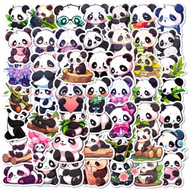 Panda Stickers 50 Pieces Cute Cartoon Animals Waterproof Stickers DIY Panda Sticker Aesthetic Cartoon Animal Sticker Decoration for Laptops Suitcases Skis Guitars