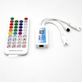 Boarda 5V WS2812B RGB 5050SMD Individually addressable LED Strip Light ,SP611E Bluetooth RGB IR Remote (Music Remote Controller, White PCB)