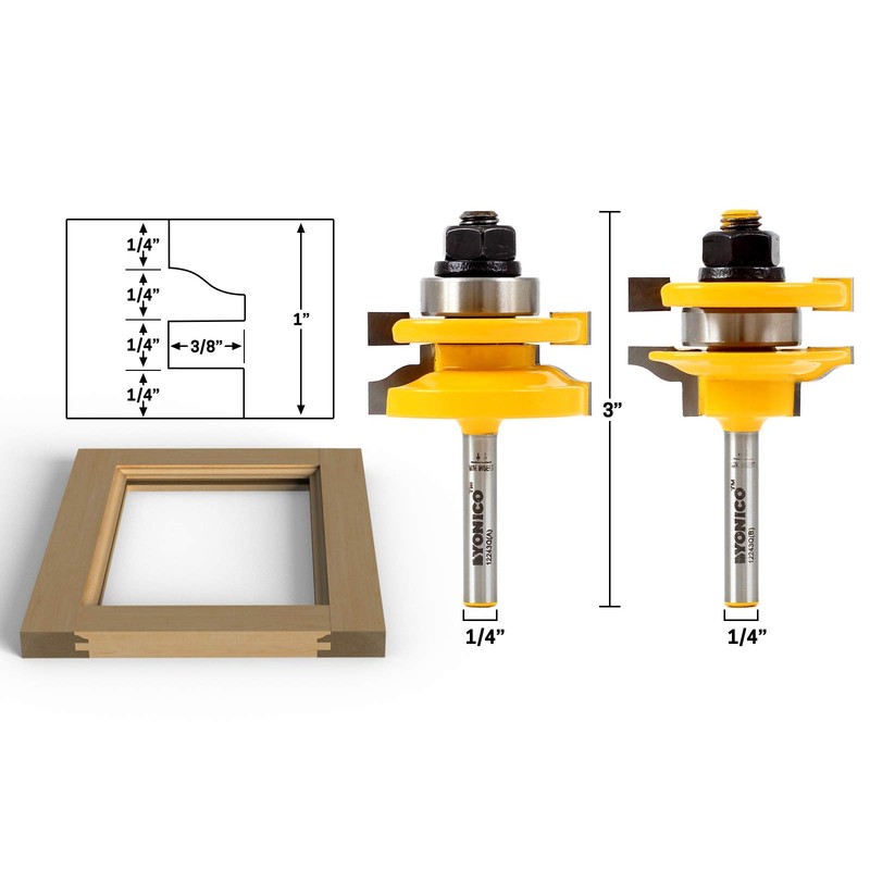 YONICO Router Bits Set Rail and Stile 2 Bit Ogee