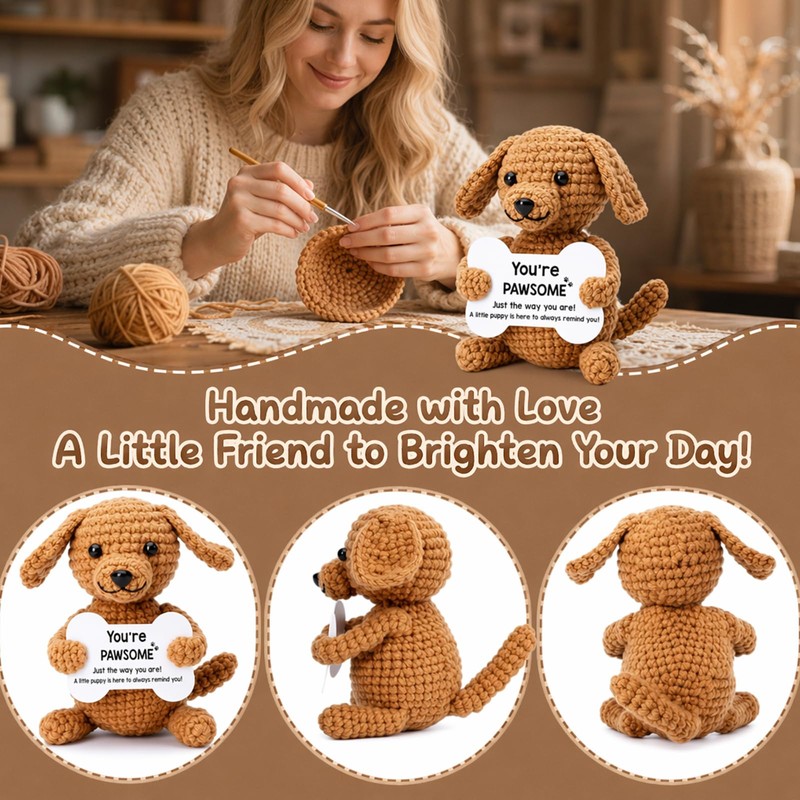 2PCS Positive Crochet Animals, Dog Ornaments For Home Office Decor