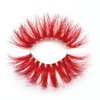 Super Long 27mm Colored Eyelashes 3D Real Mink Red Lashes