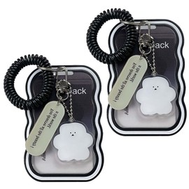 EsiFare Card Holder, Double-Sided Clear Transparent Pass Case, 2-Piece Set, ID Holder Case, Cute, with Key Holder, Plastic Card Case, Card Cover, Slim, Waterproof, Employee ID, Business Card, Bus Card