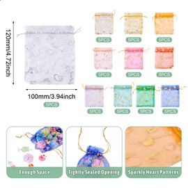 55 Pcs Small Organza Bags 3x4 inches Jewelry Gift Bags Wedding Favor Bags Christmas Party Candy Pouches Mini Drawstring Gift Bags for Party Shower Gift Candy Sachet Candle Cosmetic Crafts