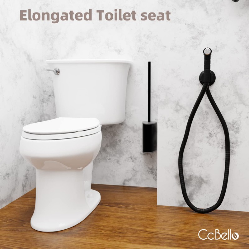 Elongated Toilet Seat, Slow Close Quick-Release Hinges, Heavy Duty Soft