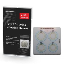 Magiarcana Coin Protect Sleeves and Coin Measuring Card Collection Supplies,3 Options, not Included Cardboard Coin Holders,Plastic Coin Capsules, Coin Storage Protectors Boxes (750)