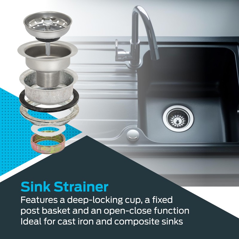 EZ-FLO Double Cup Kitchen Sink Strainer Drain Assembly, 3-1/2 to