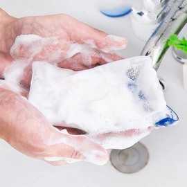 Bolsa para ahorrar jabón exfolia la red espumosa para limpieza facial blanca con cordones 2 uds champú para lavado de con red espumosa