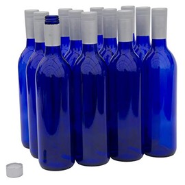 North Mountain Supply - W5-CB-TNS-SV 750ml Glass Bordeaux Wine Bottles with Twist-N-Seal Capsules - Case of 12 (Cobalt Blue)