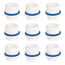 Sealing Cap, Male Thread, Pack of 9, Blanking Plug, 3/4 Inch with Seal, Blanking Plug, Male Thread, Plastic Thread Cap, Seal, Drain Preventer, Water Pipe, Sealing Cap with Washer