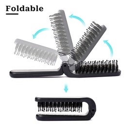 Foldable Travel Hair Brush, Portable Foldable Bristle Hair Comb, Foldable Pocket Hair Brush, Anti-Static Hair Brush, Mini Detangling Brush, Portable Hair Styling Tool for Women and Men