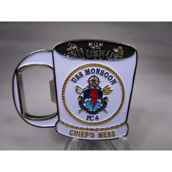 United States Navy USS Monsoon CPO Chiefs Mess Challenge Coin/Bottle Opener