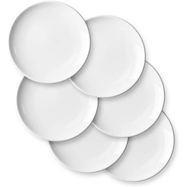 DELLING Ceramic Appetizer Plates, 7 Inch White Dessert Plates/Salad Plate, Small Dinner Plates for Snacks, Side Dishes, Round Serving Plates Set of 6, Microwave & Dishwasher Safe