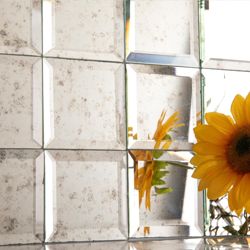 Diflart Peel and Stick Mirror Backsplash, Light Antique, 3x3 Inch,