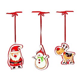 Toyland Pack of 2-7cm Ceramic Hanging Snowman - Christmas Tree Decoration