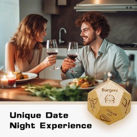 3pcs Food Dice for Him Her,Date Night Dice Gift for Couples,Wooden Dinner Dice with 12 Meal Options for Women Men Boyfriend Girlfriend Husband Wife.