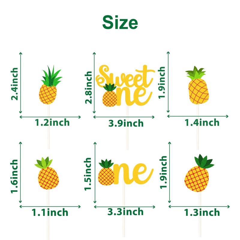 Pineapple Cupcake Toppers - Sweet One Cupcake Toppers,18Pcs Pineapple Baby