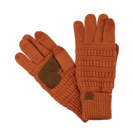 C.C Unisex Cable Knit Winter Warm Anti-Slip Touchscreen Texting Gloves, Rust