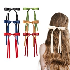 AOKSUNOVA Pack of 6 Hair Bows, Women's Hair Clips with Bow, Bows Hair Girls Hair Bows for Party, Women, Girls (Burgundy Black Avocado Green Coffee Navy Red)