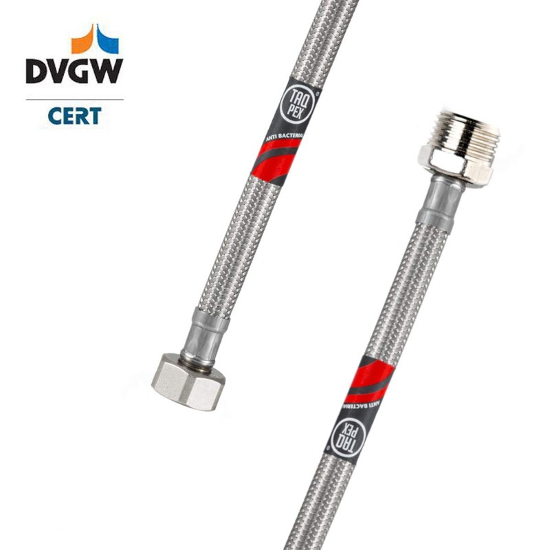 DVGW tested flexible hose 3/8 inch nut x 3/8 inch