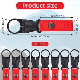 Classicseali Pack of 6 Nylon Belt Bottle Holder Clips, Water Bottle Clip, Bottle Holder Belt, Versatile Cup Holder Belt for Outdoor Activities, Camping, Hiking, Fishing, Travel, Red