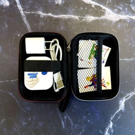 AGOZ Small Colorful Carrying Case for Electronic Accessories, Earbuds, Cable, Headsets, Protective Cover Organizer Pouch for Kids - Portable Storage Mini Bag Shockproof and Water Resistant (Blue)