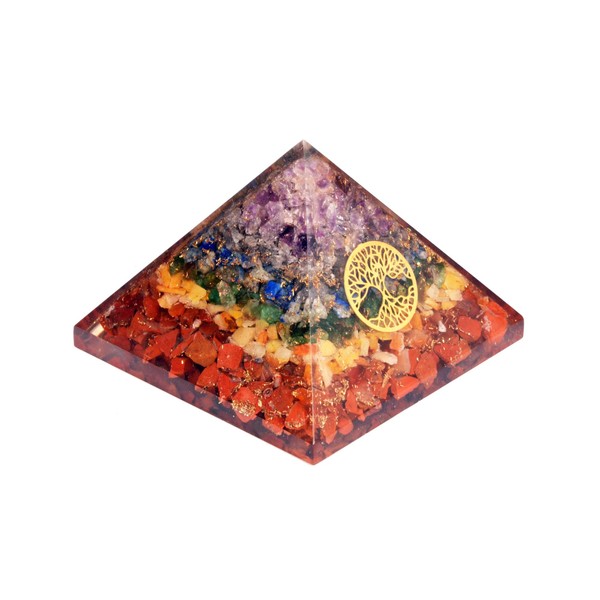Wholesalegemshop Energy Generator Seven Chakra Tree of Life Orgone Pyramid