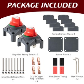 Luney Battery Disconnect Switch, 12V-48V Battery Cut Off Switch (On/Off) for Marine, Boat, Camper, RV, Truck, Trailer Vehicles (2 Pack), Upgraded